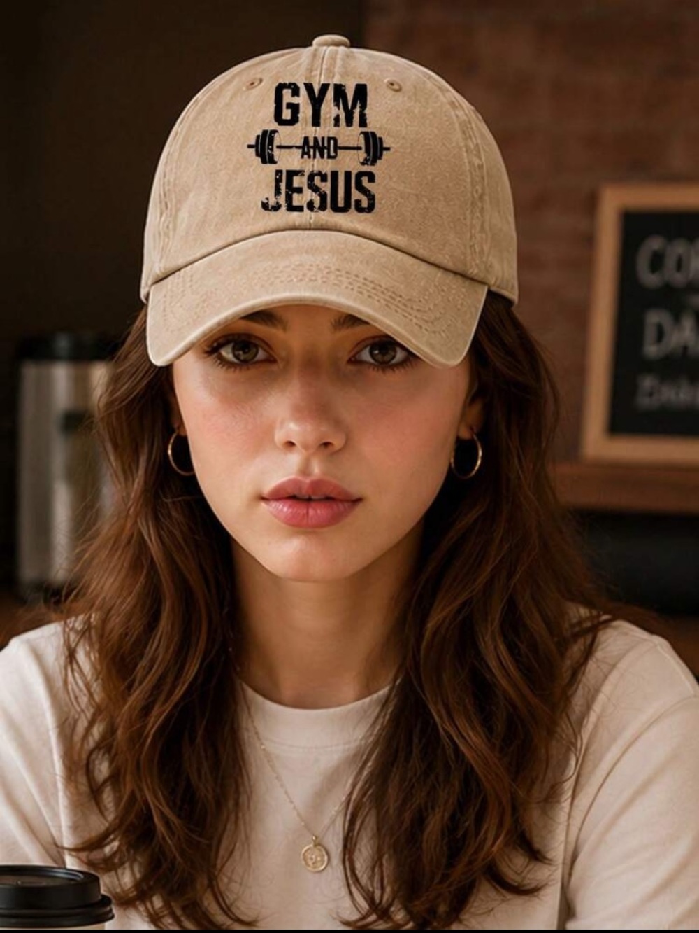 Gym and Jesus Khaki Adjustable Baseball Cap New